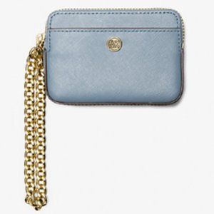 Medium Saffiano Leather Chain Card Case BLUE - NWT